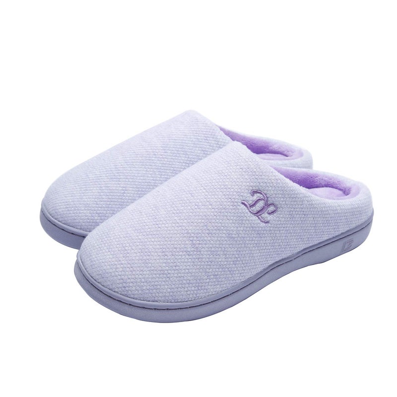 DL Womens Memory Foam Slippers, Cozy Slip on House Slippers For Women Indoor Outdoor, Comfy Women's Bedroom Slippers Warm Soft Flannel Lining Home Slippers Size 11-12 Purple - Image 1